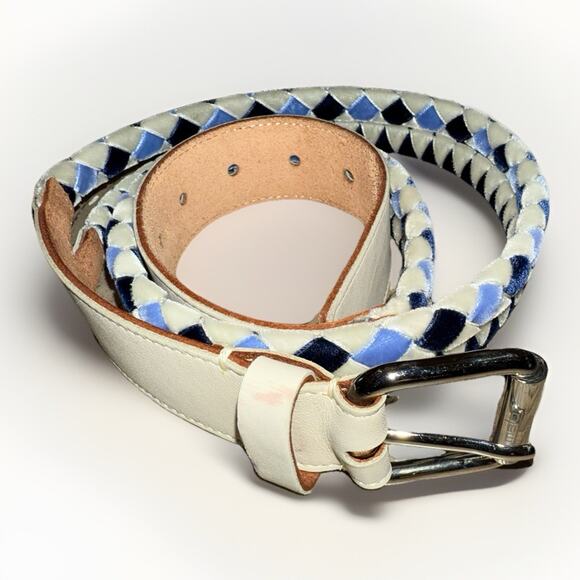 Vintage Malo Italian Braided Velvet And Leather Belt Unisex Size 40 main image 7